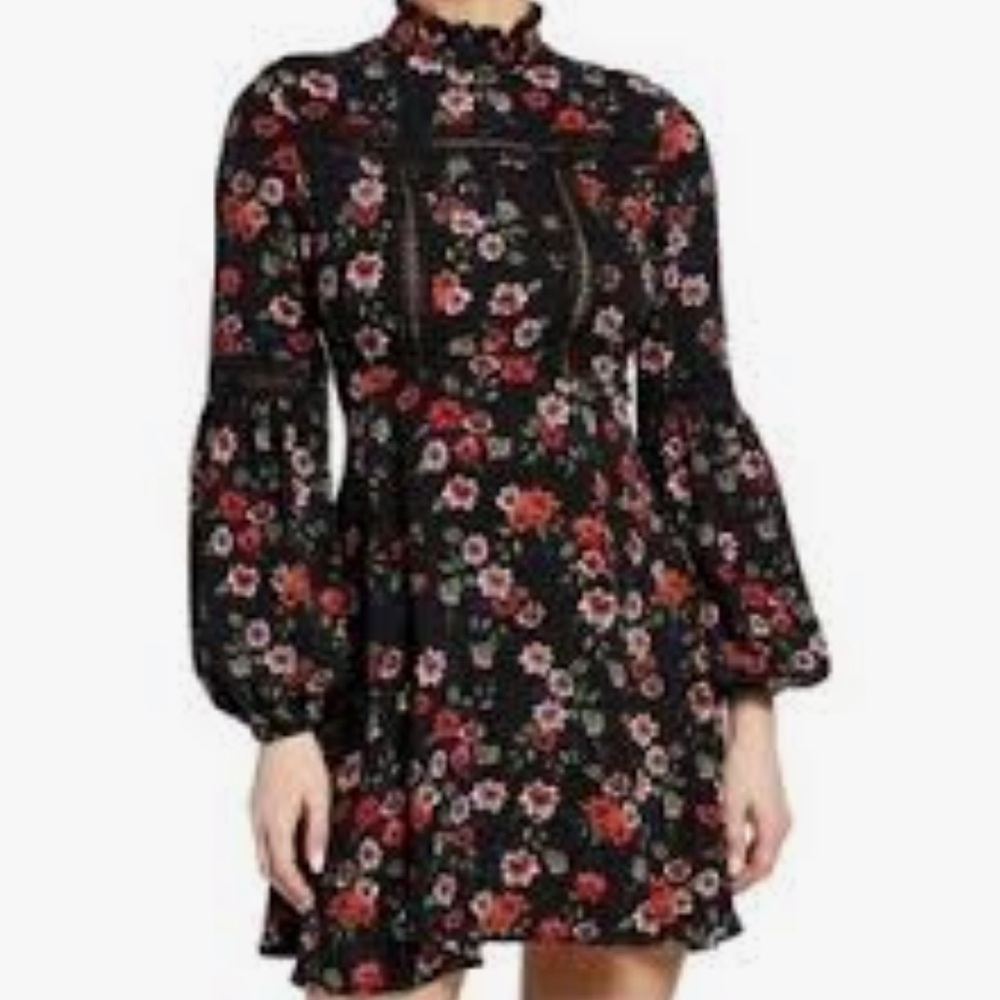 NWT Free Generation Black Multi Floral Mini Dress